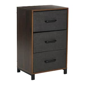 Bedside Collection Walnut Color and Dark Gray 25.8 in. Accent Cabinet