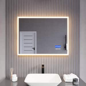 32 in. W x 24 in. H Large Rectangular Frameless LED Light Wall Mounted Magnifying Bathroom Vanity Mirror with Defogger