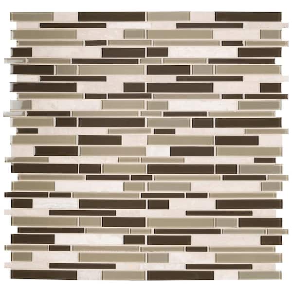 Take Home Tile Sample-Kings Gate Interlocking 4 in. x 4 in. Textured Stone Glass Floor and Wall Tile