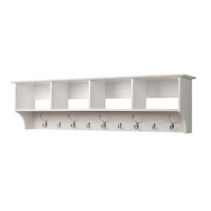 HOMFA Wall Coat Rack Display Storage Unit Coat Hooks with Shelf 3 Components 4 Hooks White 98*20*35cm