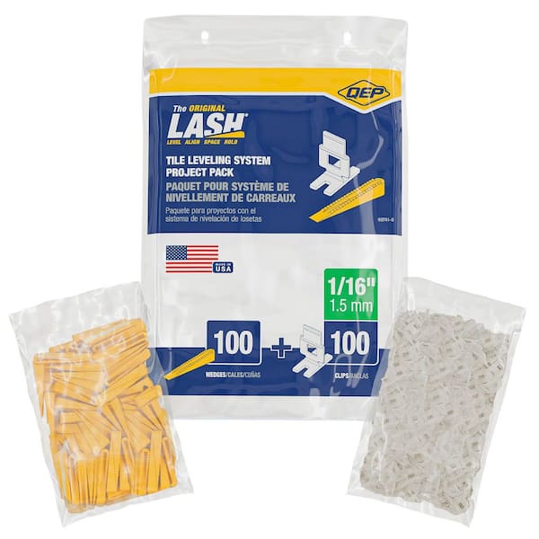 Lash Tile Leveling System Project-Pack - 100 1/16 in. White Leveling Clips and 100-Wedges (200-Pack)