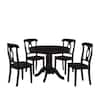 Dorel Living Alba 5 Piece Black Traditional Height Pedestal Dining