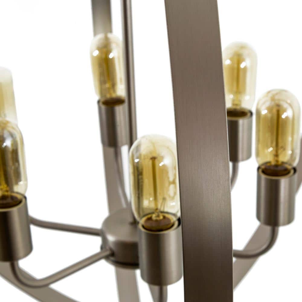 Satin Nickel Spherical 6-Light Modern Orb Chandelier