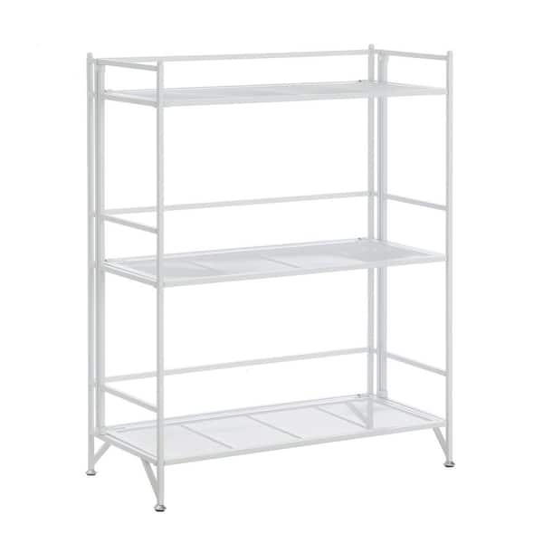 Xtra Storage 3 Tier Metal Folding Mesh Shelving Unit in White (25.25 in. W x 32.5 in H x 11.25 in D)
