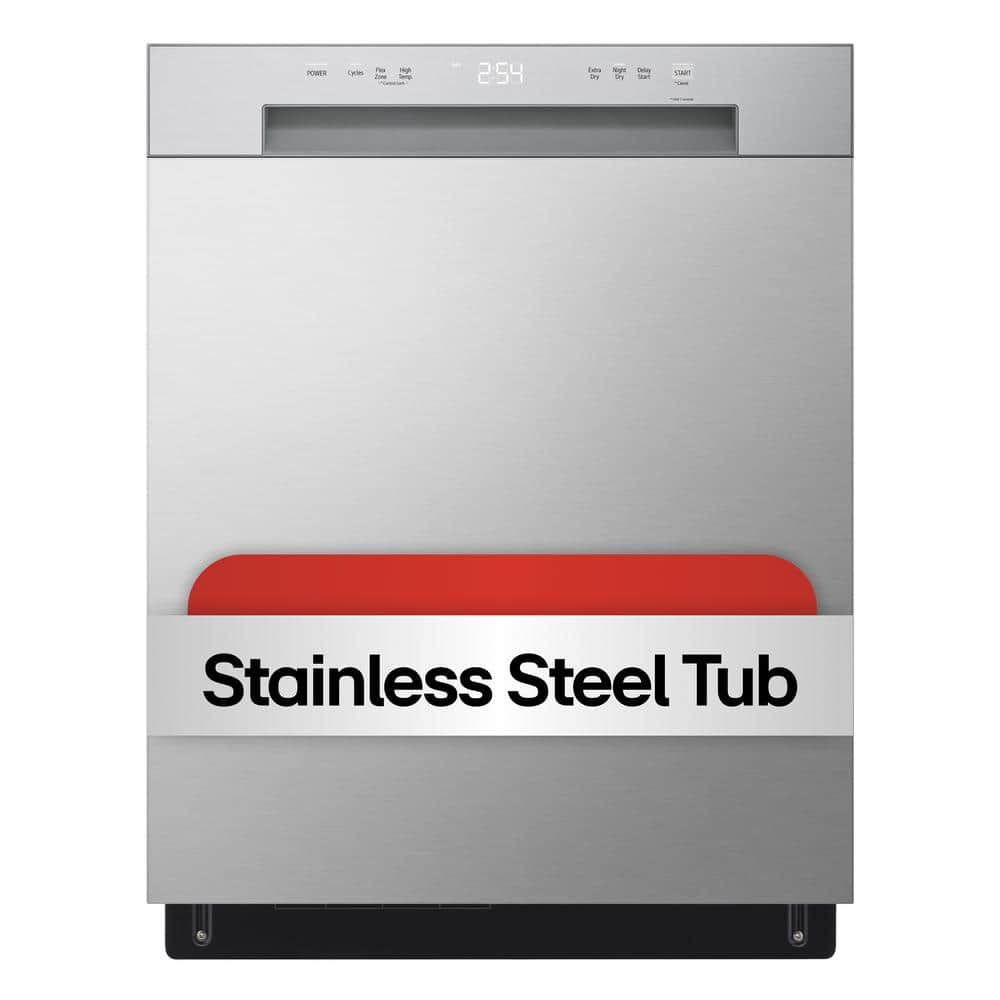 24 in. Stainless Look Front Control Dishwasher with Stainless Steel Tub and SenseClean