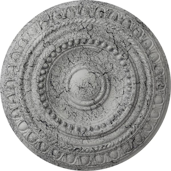Ekena Millwork 1-3/8 in. x 15-3/4 in. x 15-3/4 in. Polyurethane Artis Ceiling Medallion, Hand-Painted Ultra Pure White Crackle