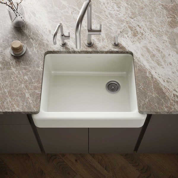 Whitehaven Farmhouse Apron-Front Cast Iron 30 in. Single Basin Kitchen Sink in Dune