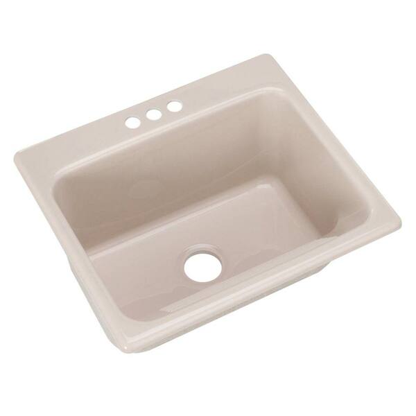 Thermocast Kensington Drop-In Acrylic 25 in. 3-Hole Single Bowl Utility Sink in Innocent Blush