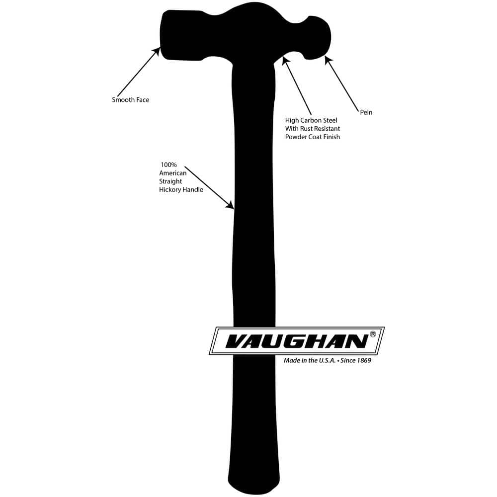 Vaughan 12 oz High Carbon Steel Ball Peen Hammer with Hickory Handle