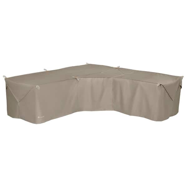Classic Accessories Storigami 100 in. L x 100 in. W x 31 in. H Goat Tan Easy Fold V-Shaped Sectional Cover