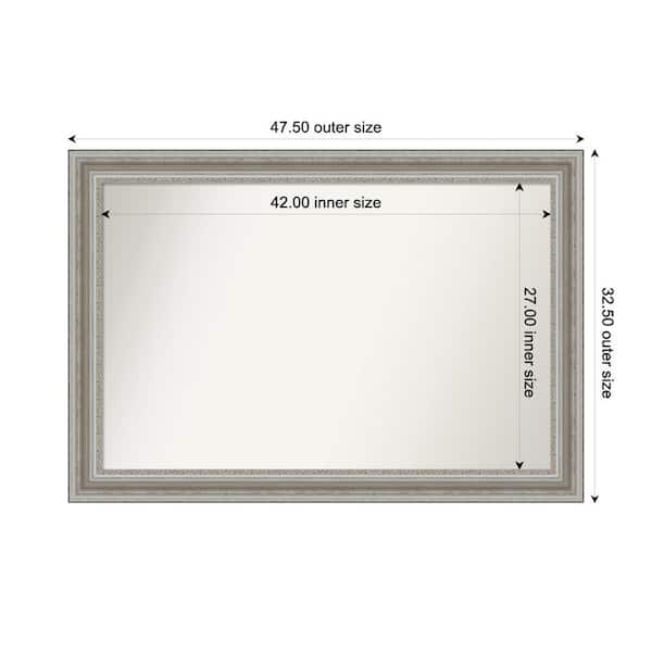 Amanti Art Parlor Silver 47.5 in. x 32.5 in. Custom Non-Beveled Recycled Polystyrene Framed Bathroom Vanity Wall Mirror