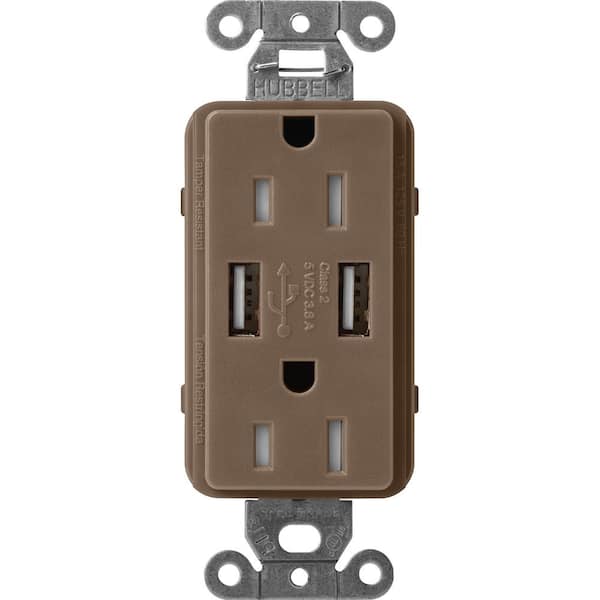 Lutron Claro 15 Amp USB Duplex Outlet, Espresso (SCR-15-UBTR-EP)
