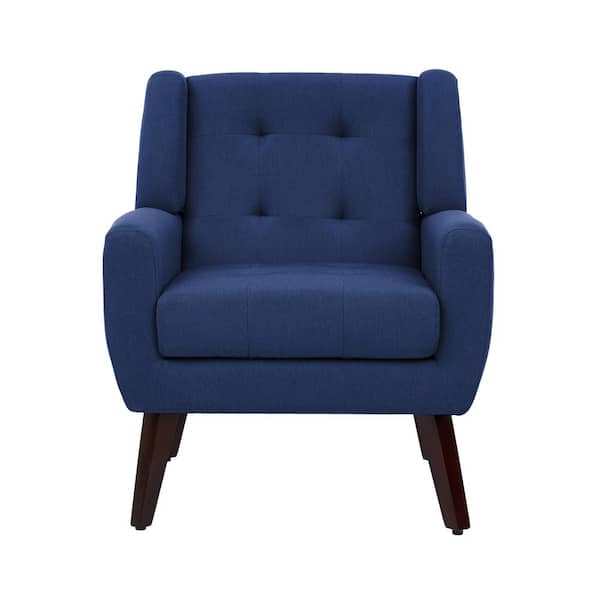 Uixe Blue Linen Upholstered Armchair (Set of 1)