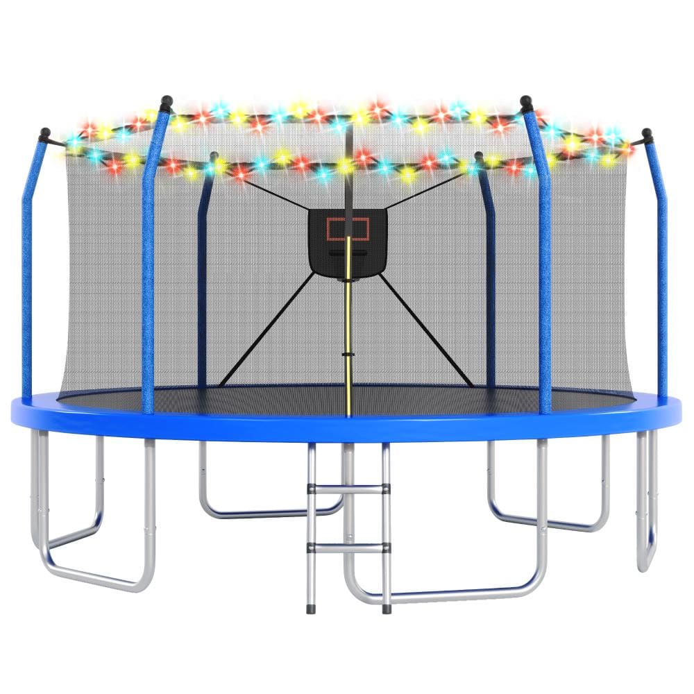 16 ft. Outdoor Round Blue Trampoline with Lights and Basketball Hoop price history on PriceWatchPro