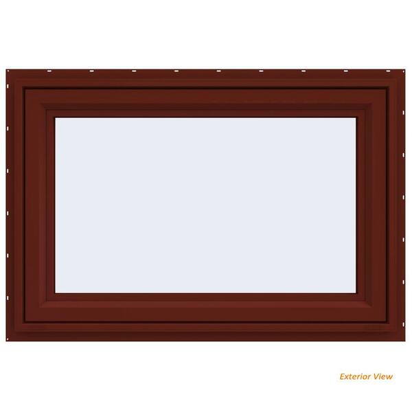 JELD-WEN 35.5 in. x 23.5 in. V-4500 Series Red Painted Vinyl Awning Window with Fiberglass Mesh Screen