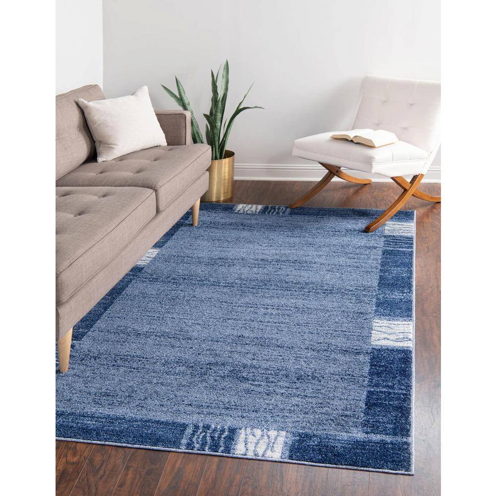 Light Blue Geometric Tufted Synthetic 9' x 12' Area Rug