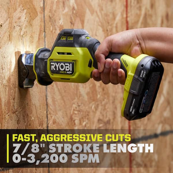 RYOBI - ONE+ HP 18V Brushless Cordless Compact One-Handed Reciprocating Saw Kit with 2.0 Ah Battery and Charger
