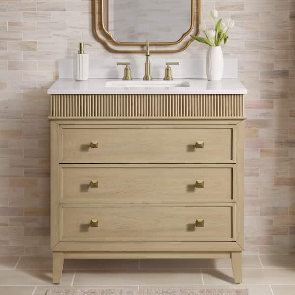 Danby 36 in. Single Sink Platinum Oak Bath Vanity with White Engineered Marble Top (Assembled)
