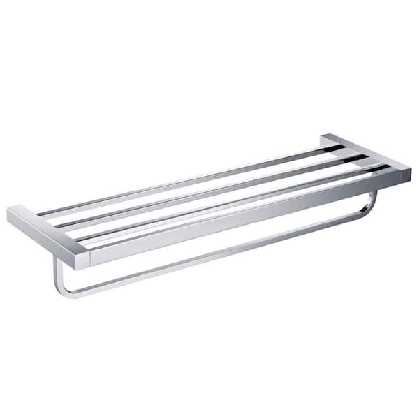 KRAUS Stelios 24 in. Bathroom Shelf with Towel Bar in Chrome