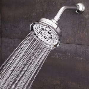 5-Spray 5.3 in. Single Wall Mount Fixed Adjustable Shower Head in Polished Chrome