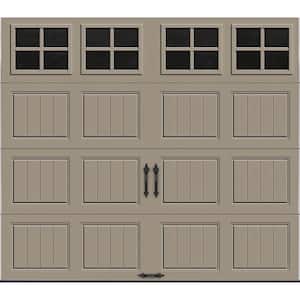 Gallery Steel Short Panel 8 ft x 7 ft Insulated 18.4 R-Value  Sandtone Garage Door with SQ22 Windows