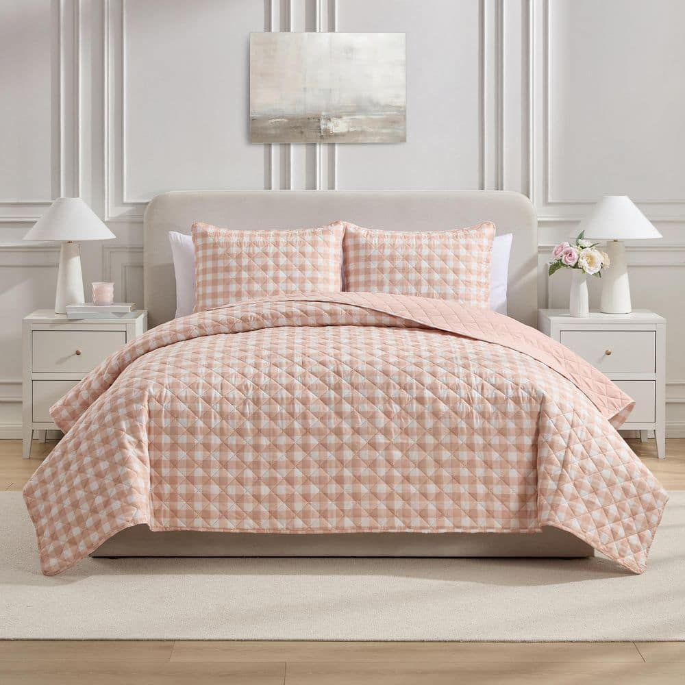 Pink Gingham 2-Piece Twin Microfiber Quilt Set price history on PriceWatchPro