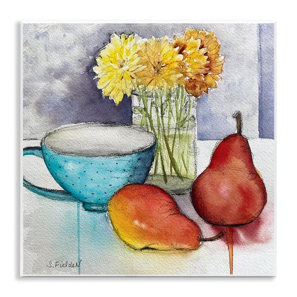 Stupell Industries Modern Kitchen Teacup & Fruit by Stephanie Fielden Unframed Country Graphic Art Print 12 in. x 2 in.