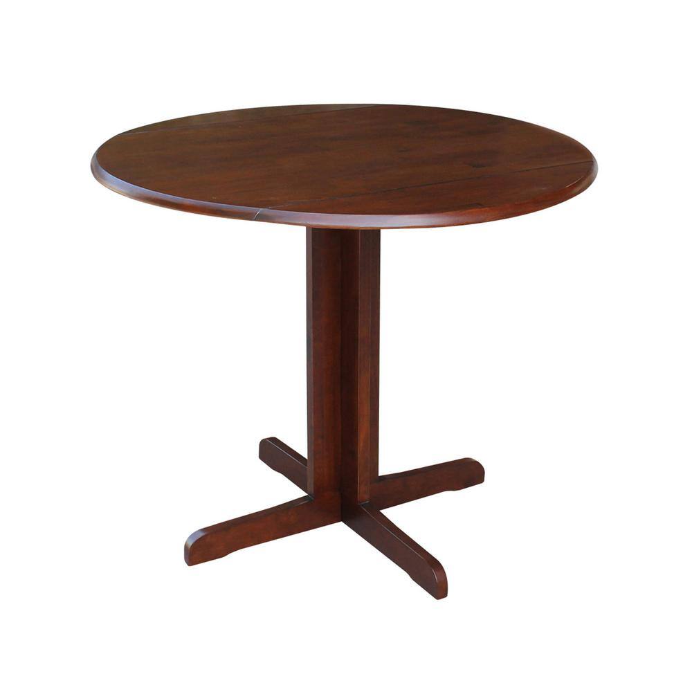 Transitional Round Wood Extendable Dining Table in Espresso