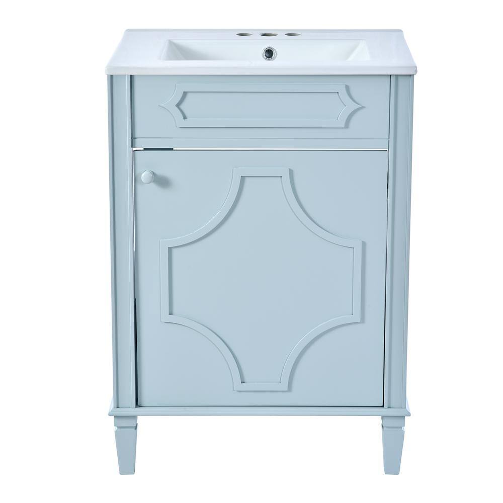 24 in. Single Sink Freestanding Blue Bath Vanity with White Ceramic Top Unassembled price history on PriceWatchPro