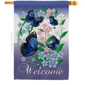 28 in. x 40 in. Blue Butterflies Bugs Frogs House Flag 2-Sided Garden Friends Decorative Vertical Flags