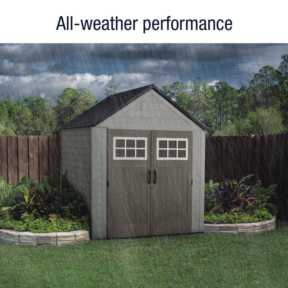 Beige 7' x 7' Resin Outdoor Storage Shed with Windows