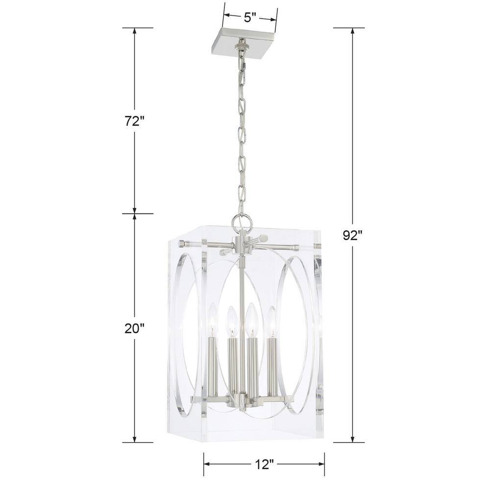 Polished Nickel Mini 4-Light Crystal Candle Chandelier