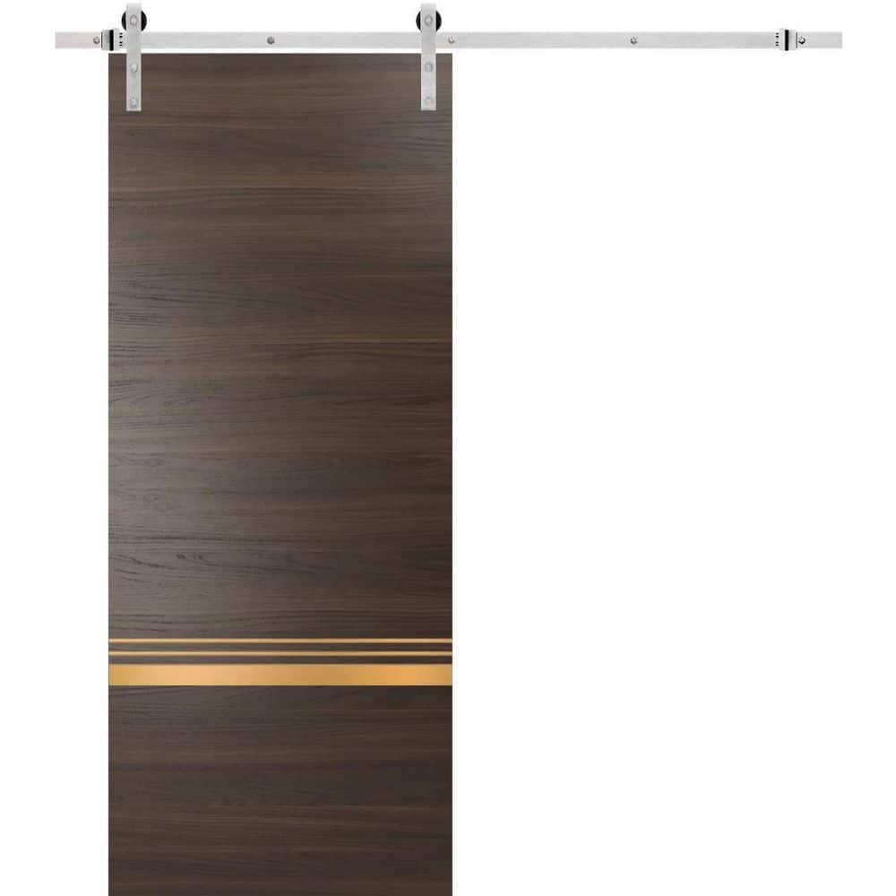 Assembly Required 30 in. x 80 in. 1-Panel Chocolate Ash Solid Wood with Honeycomb Sliding Barn Door with Hardware Kit price history on PriceWatchPro