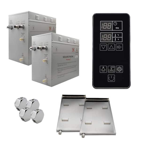 Superior SteamPoint 24kW Steam Bath Generators, Self-Draining with Digital Keypad in Black and Drip Pans