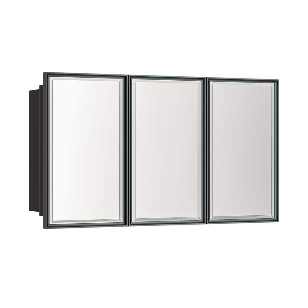 Keonjinn 48 In W X 30 In H Rectangular Black Aluminum Alloy Framed Recessedsurface Mount