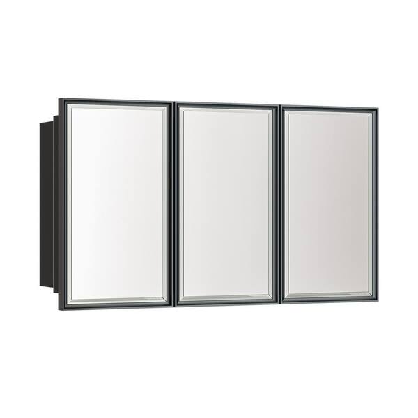 KeonJinn 48 in. W x 30 in. H Rectangular Black Aluminum Alloy Framed Recessed/Surface Mount