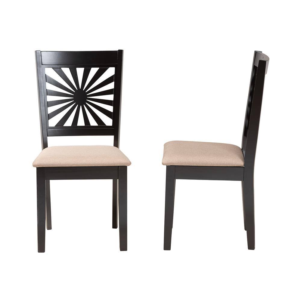 Olympia Beige and Espresso Brown Upholstered Wood Dining Chair Set
