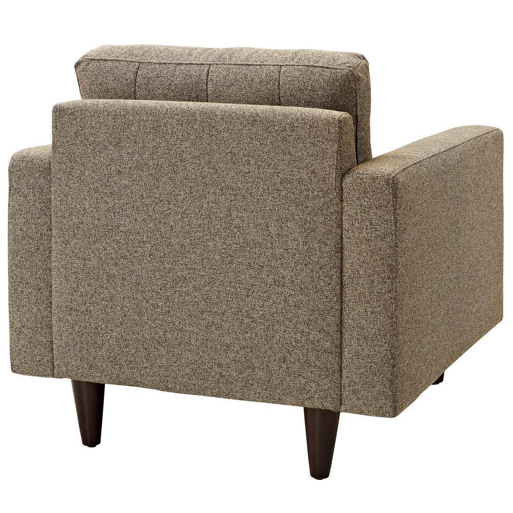Oatmeal Tufted Leather and Wood Accent Chair