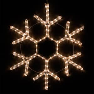 24 in. 138-Light LED Warm White 18 Point Hanging Snowflake Decor