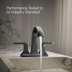 Rubicon 4 in. Centerset Double Handle High Arc Bathroom Faucet in Matte Black