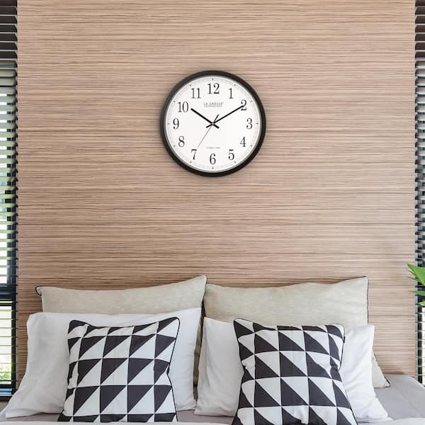 14 in. Atomic Round Analog Black Wall Clock