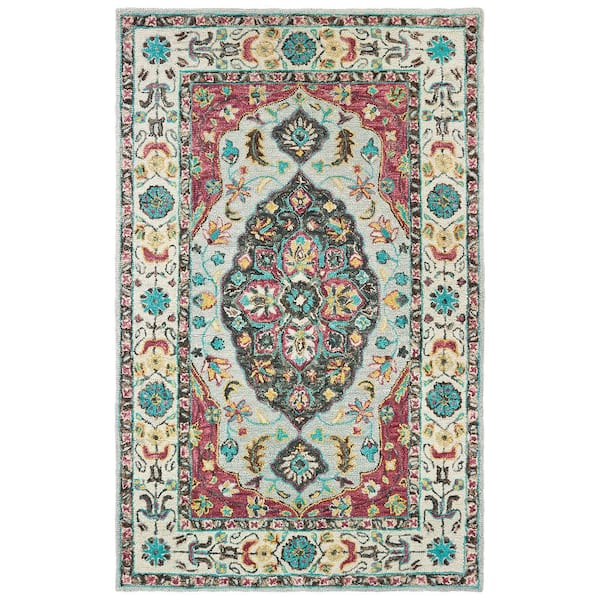 Zuri Grey/Pink 3 ft. X 5 ft. Medallion Area Rug 045469 The Home Depot