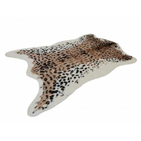 Faux Leopard Hide Black Brown And White Area Rug