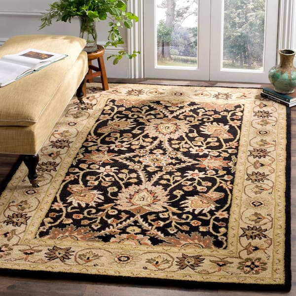 Antiquity Black 5 ft. x 8 ft. Floral Border Area Rug