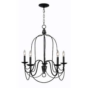 Rivy West 5-Light Oil Rubbed Bronze Chandelier with Silver Highlights