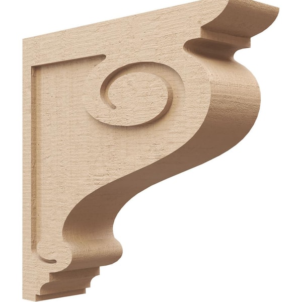Ekena Millwork 5-in. x 20-in. x 20-in. Series 1 Thin Scroll Rough Cedar Woodgrain Timberthane Polyurethane Corbel, Primed Tan