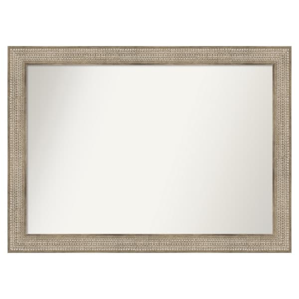 Amanti Art Trellis Silver 48 in. x 35 in. Custom Non-Beveled Wood Framed Bathroom Vanity Wall Mirror