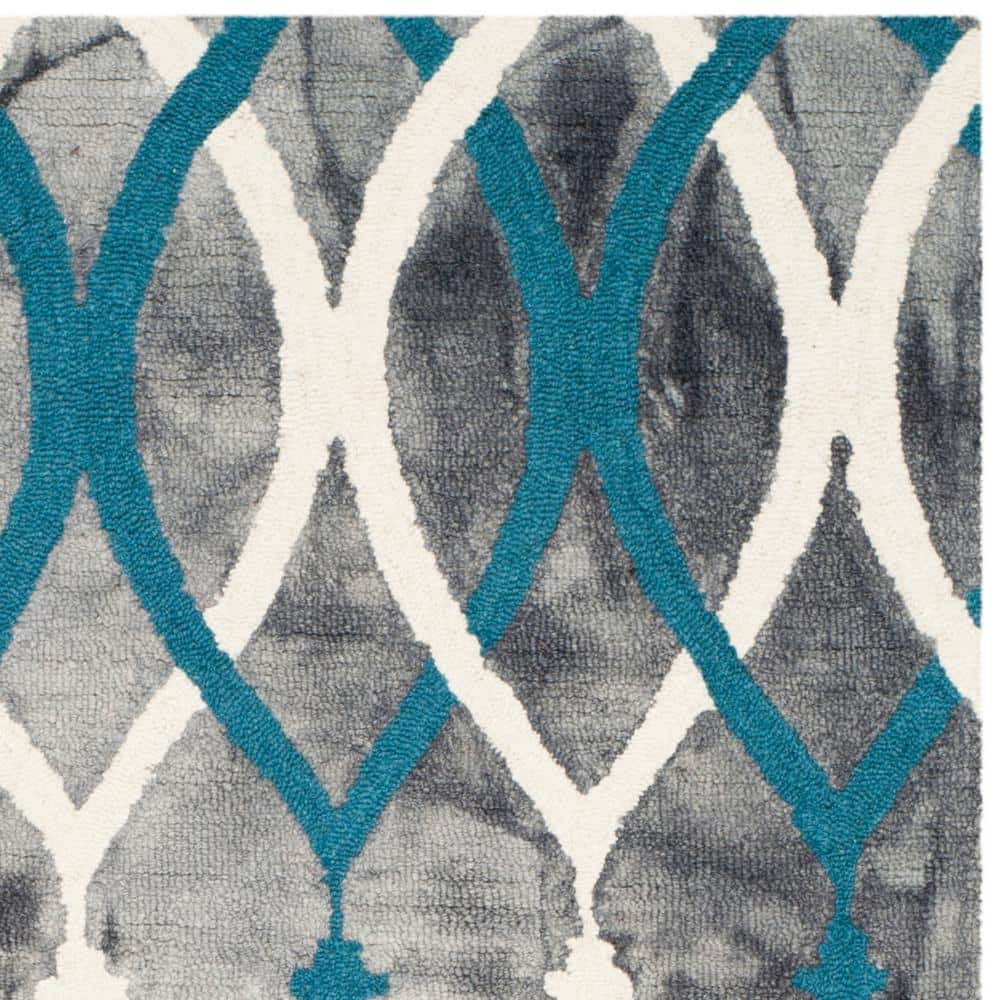 Gray and Blue Hand-Tufted Wool Runner Rug