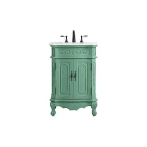 Simply Living 24 in. W x 21 in. D x 36 in. H Bath Vanity in Vintage Mint with Ivory White Engineered Marble