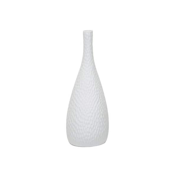 Storied Home 12.5 in. Matte Bisque Finish Stoneware, White Table Lamp
